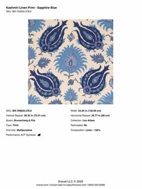 Brunschwig & Fils - Kashmiri Linen Fabric 5+ Yards